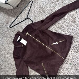 Philosophy Dark Brown Suede-Look Asymmetrical Zip Jacket